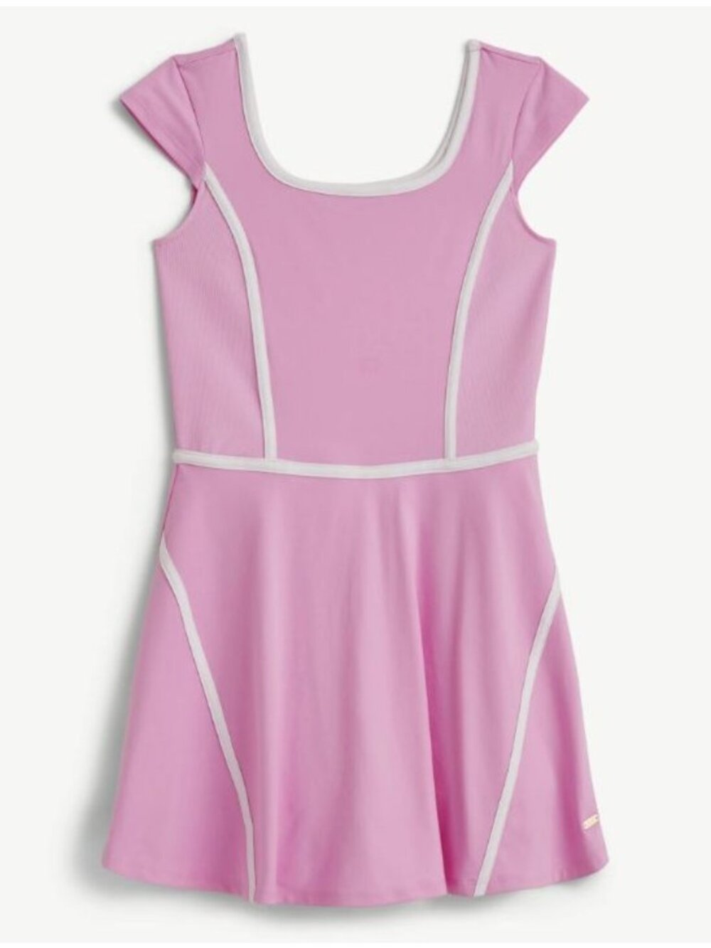 Justice Girls Pink Fit & Flare Dress With White Trim Size Medium (10) New With T - Picture 3 of 7